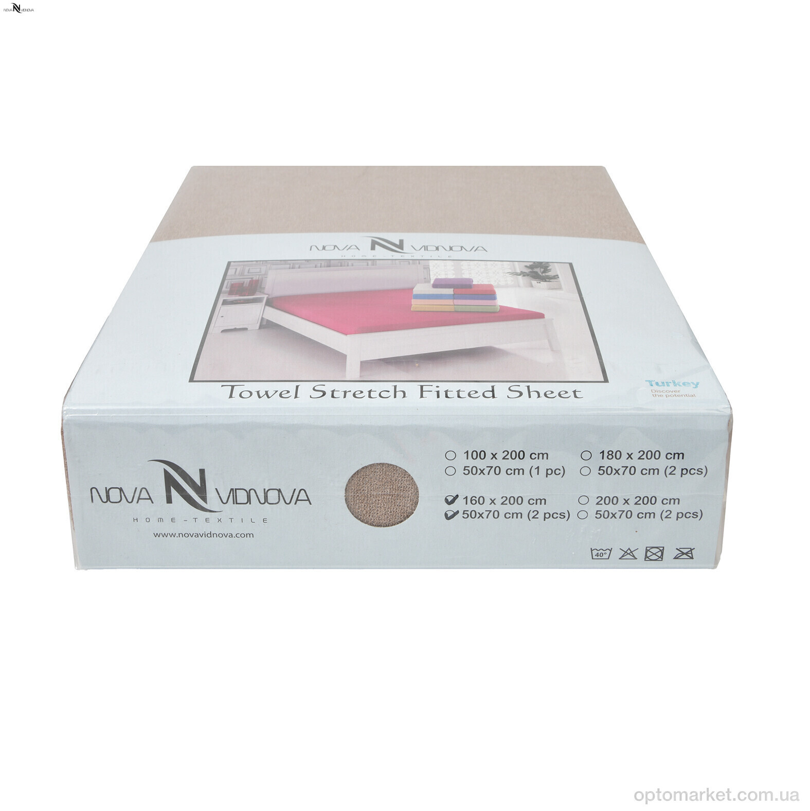 Купить Постільна білизна унісекс 01-3 Простирало МАХРОВЕ (180x200)+дві наволочки(50x70) бежевий NOVA VIDNOVA бежевий, фото 3