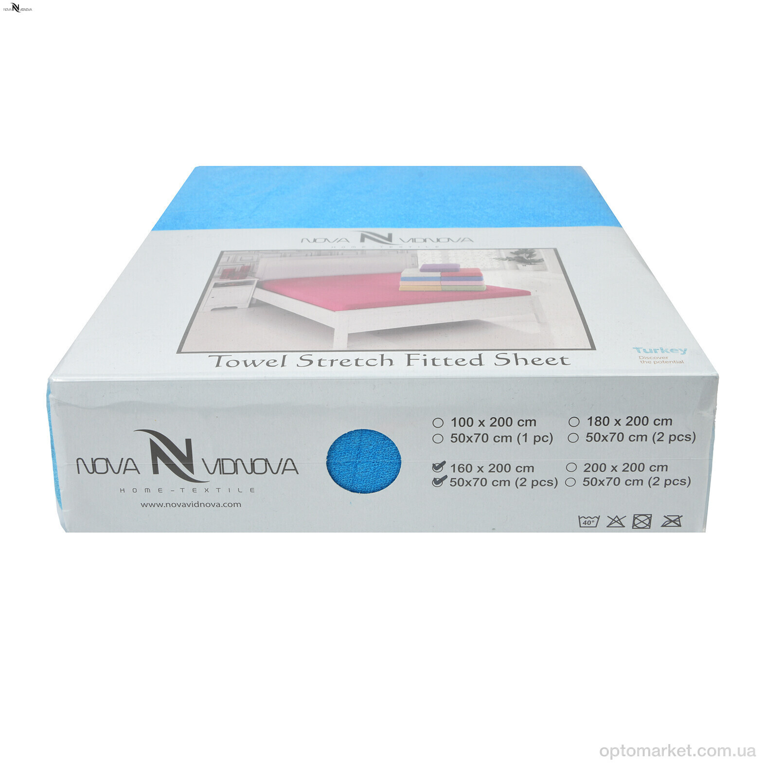 Купить Постільна білизна унісекс 01-4 Простирало МАХРОВЕ (160x200)+дві наволочки(50x70) блакитний NOVA VIDNOVA блакитний, фото 3