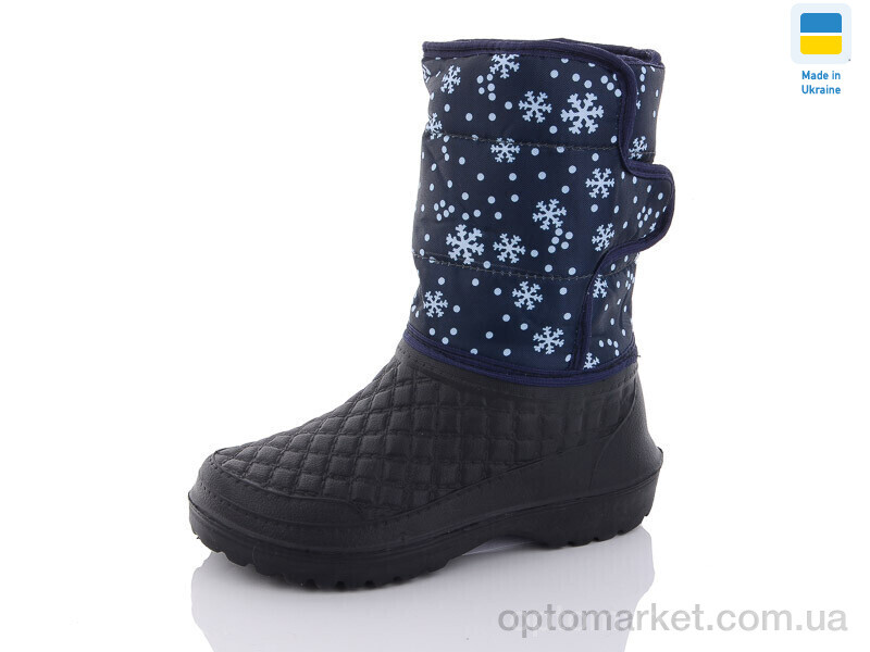 Купить Чоботи з піни жіночі 012 сніжинка намальована синій GF чорний, фото 1
