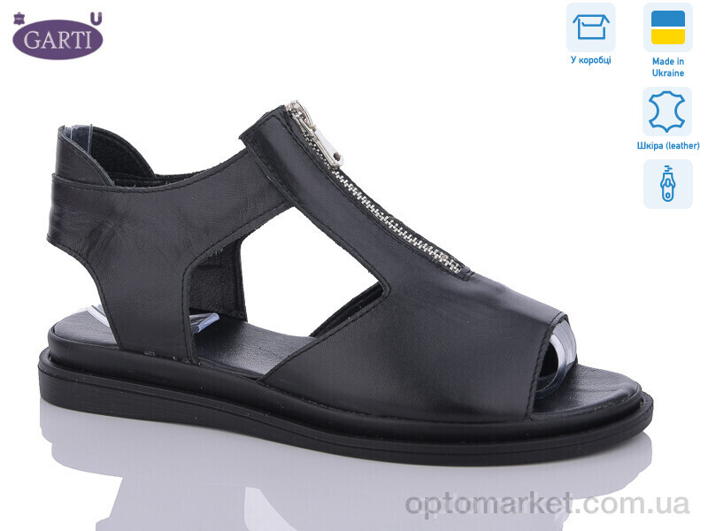 Купить Босоніжки жіночі 0127 чорна шкіра Garti чорний, фото 1