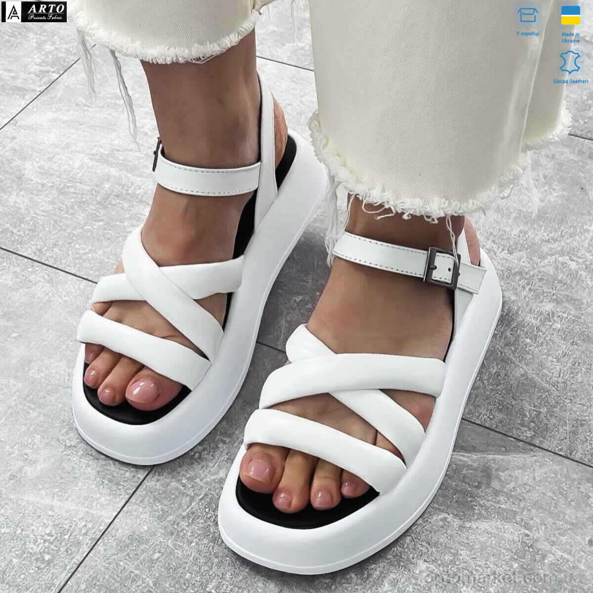 Купить Босоніжки жіночі 0160 б.ш. ARTO білий, фото 2