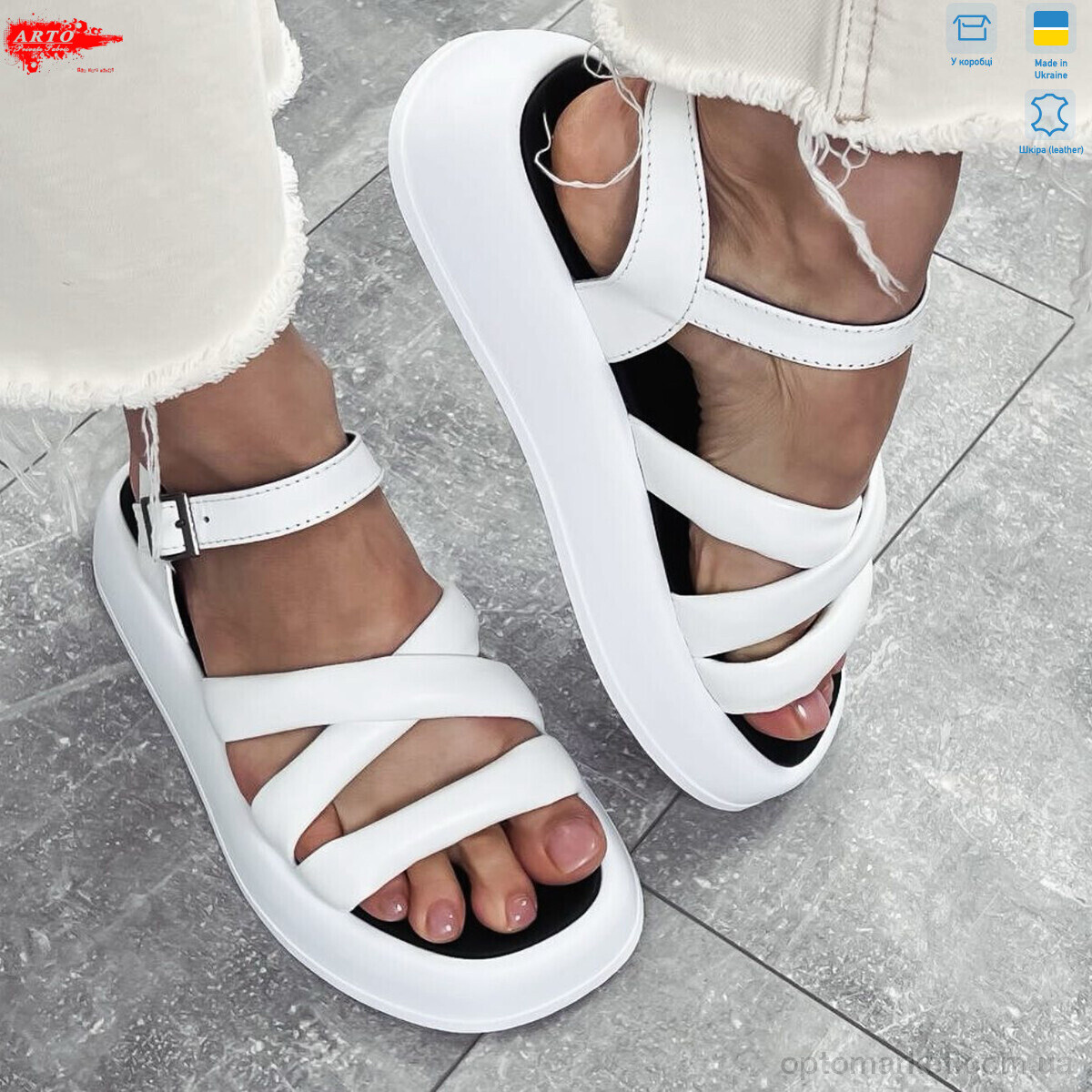 Купить Босоніжки жіночі 0160 б.ш. ARTO білий, фото 3