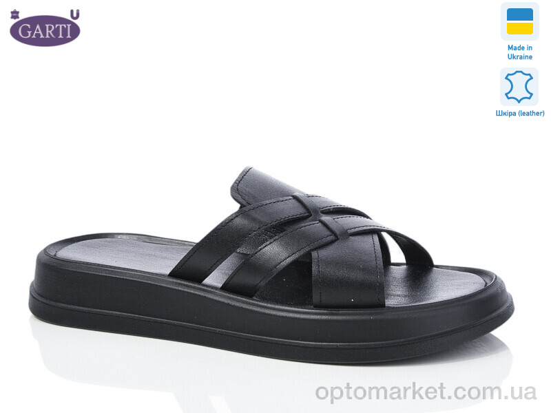 Купить Шльопанці жіночі 0174 чорна шкіра Garti чорний, фото 1