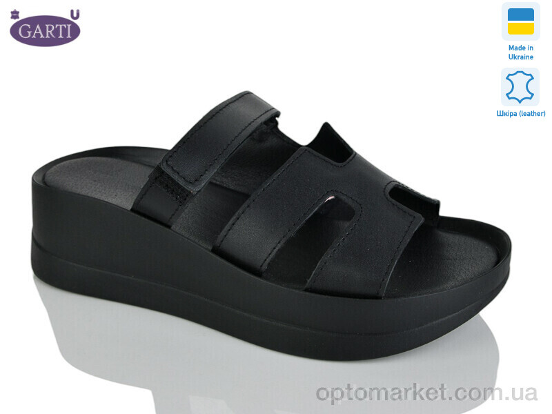 Купить Шльопанці жіночі 0193 чорна шкіра Garti чорний, фото 1