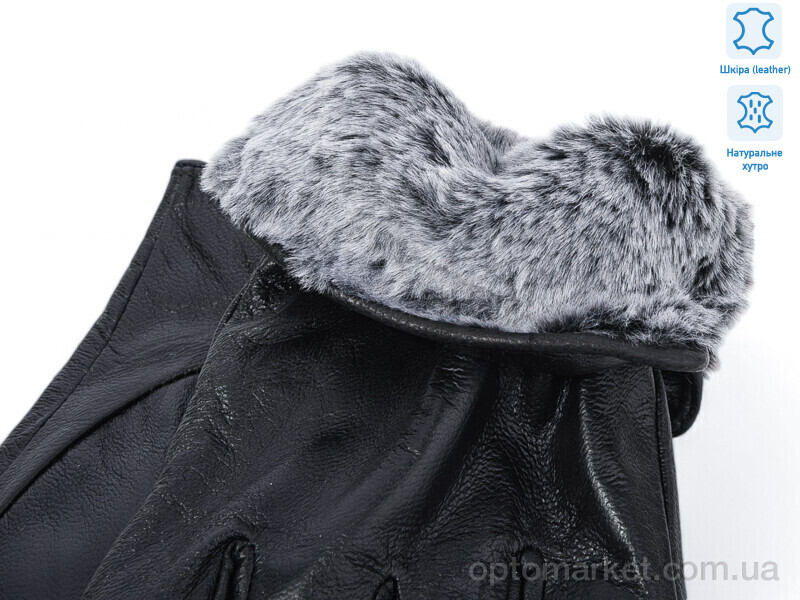 Купить Рукавички чоловічі 0533A шкіра кролик Number one чорний, фото 2