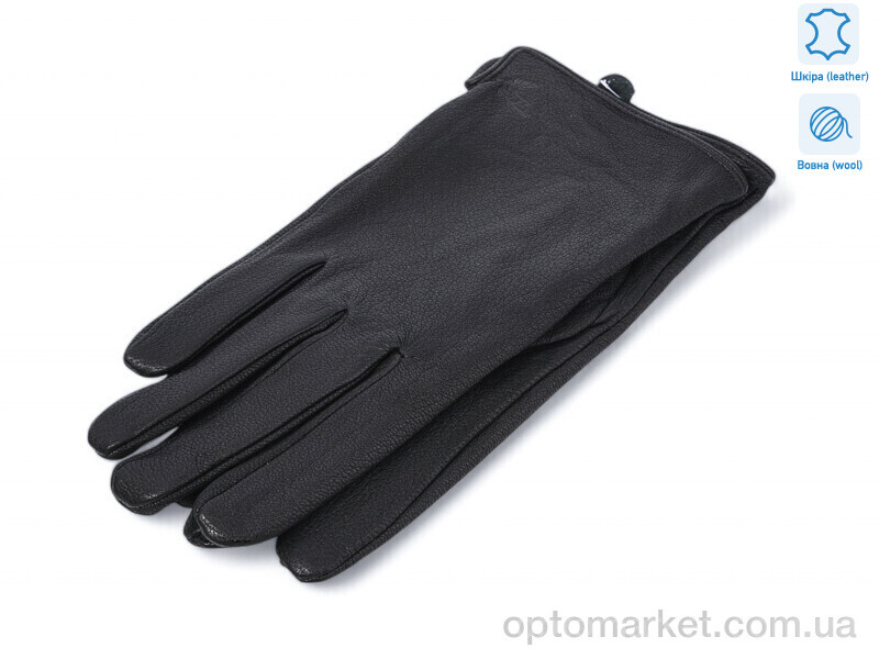 Купить Рукавички чоловічі 0533A шкіра оленя вовна Alisa чорний, фото 1