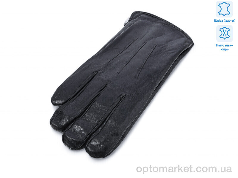 Купить Рукавички чоловічі 0542 шкіра кролик Number one чорний, фото 1