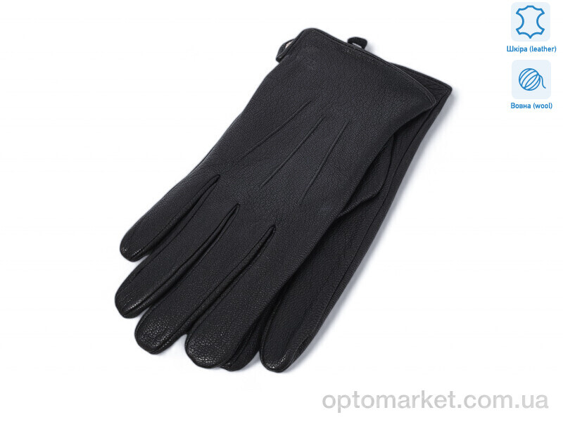Купить Рукавички чоловічі 0542B шкіра оленя вовна Alisa чорний, фото 1