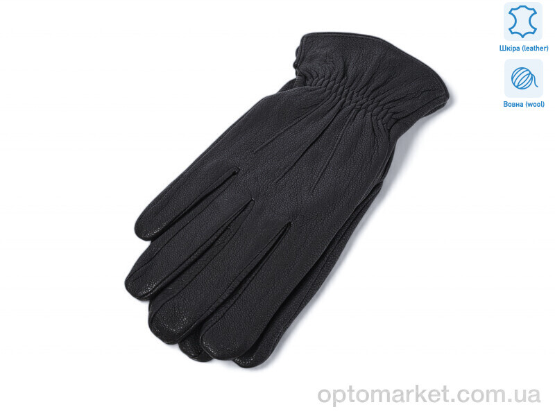Купить Рукавички чоловічі 0549B шкіра оленя вовна Alisa чорний, фото 1