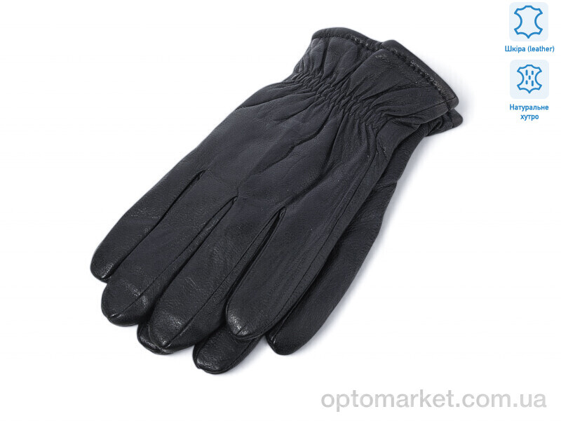 Купить Рукавички чоловічі 0554 шкіра кролик Number one чорний, фото 1