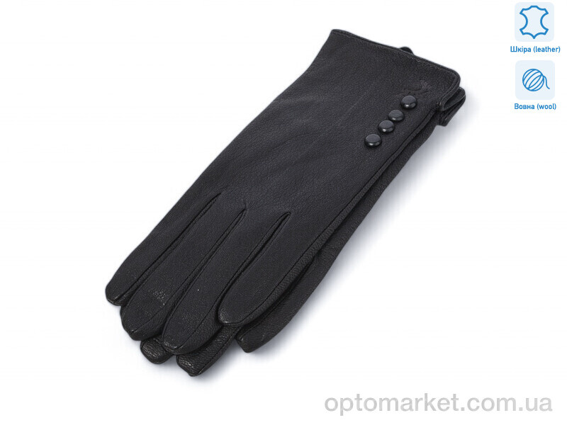 Купить Рукавички жіночі 0603 шкіра оленя вовна Number one чорний, фото 1