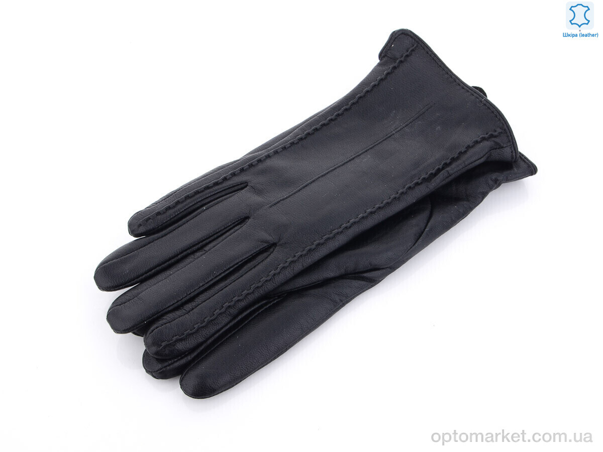 Купить Рукавички жіночі 077Ж шкіра махра Королева чорний, фото 1