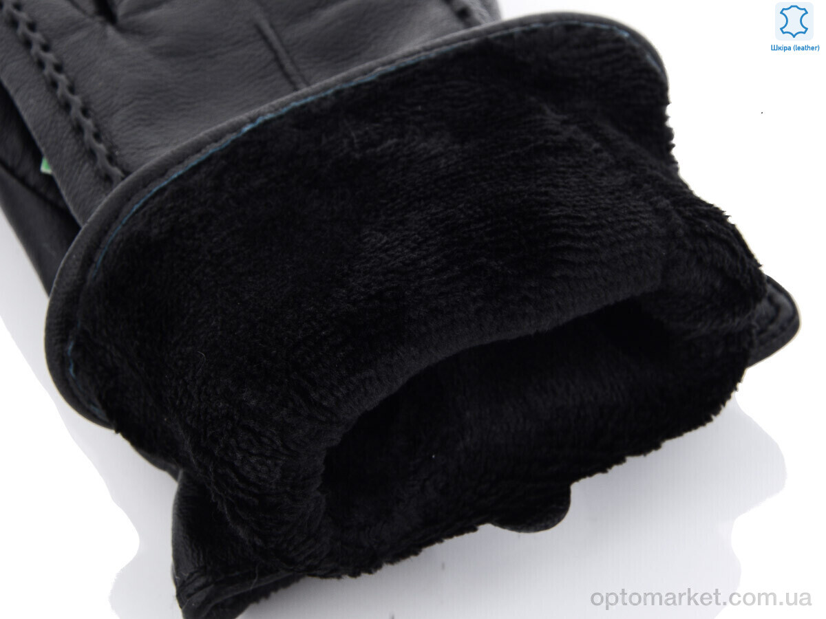 Купить Рукавички жіночі 077Ж шкіра махра Королева чорний, фото 2