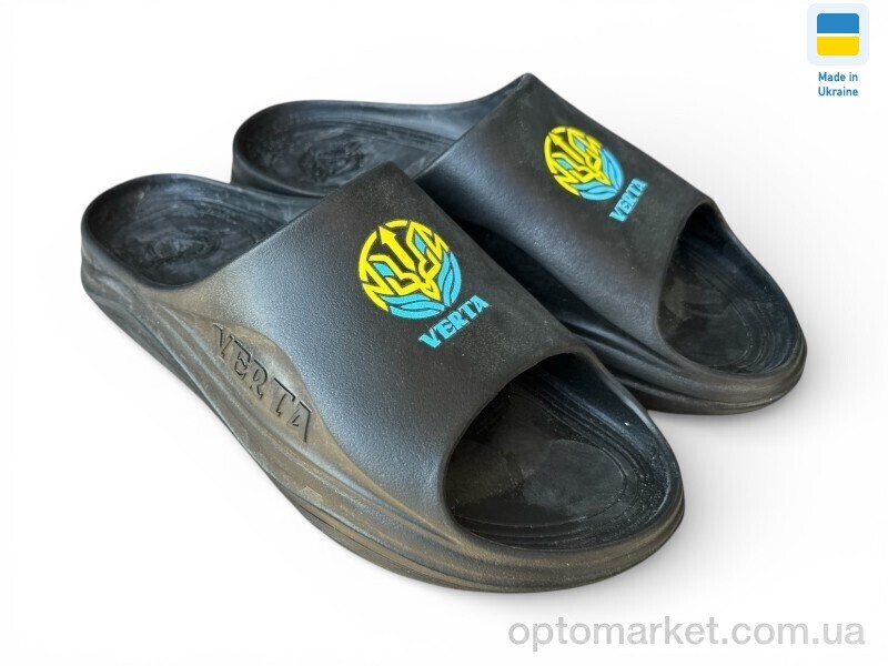 Купить Шльопанці чоловічі 1001 чорний з жовтим Verta чорний, фото 1