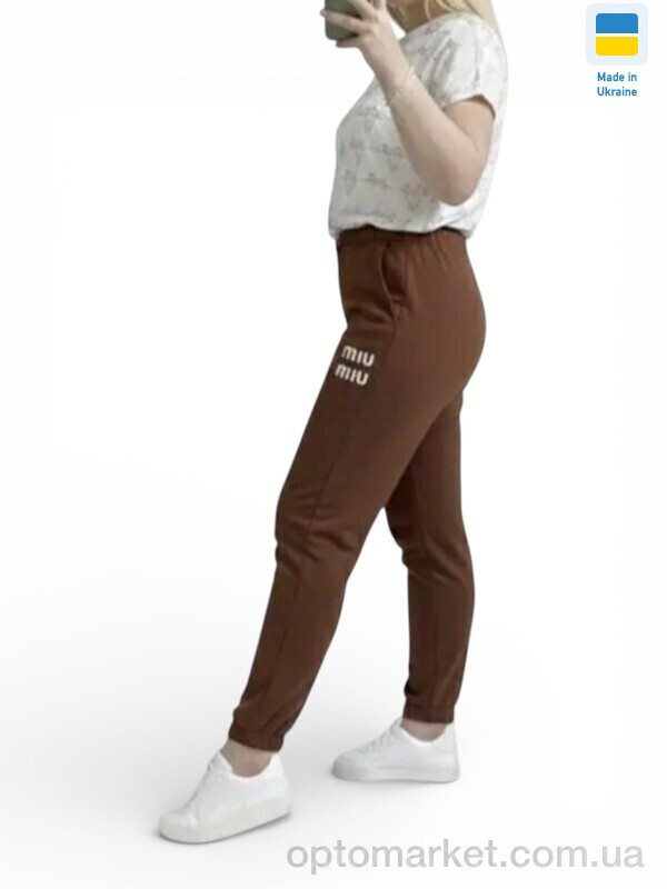 Купить Спортивні штаны жіночі 10055-1MU шоколад M.u Miu коричневий, фото 2
