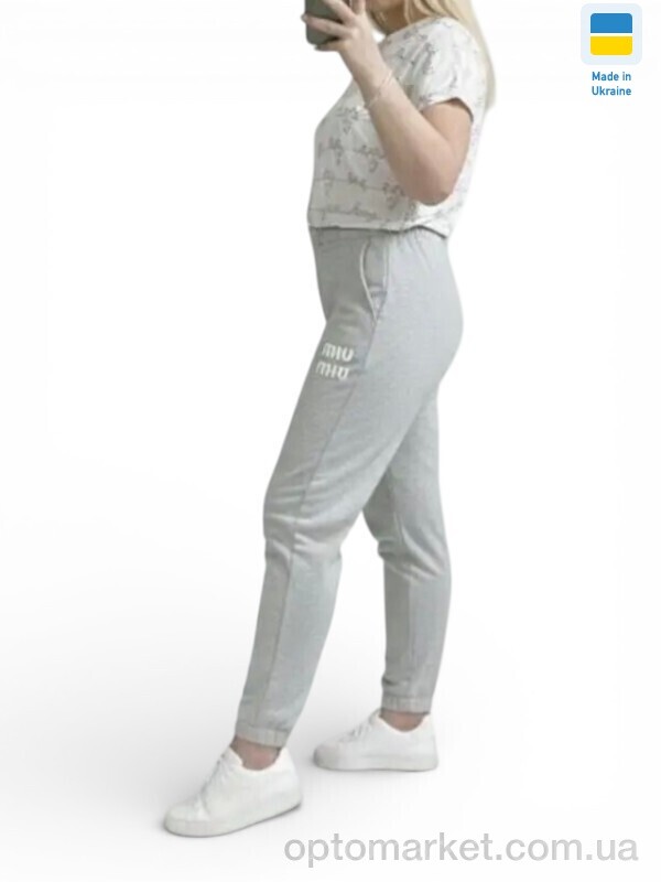 Купить Спортивні штаны жіночі 10055-1MU св.сірий M.u Miu сірий, фото 2