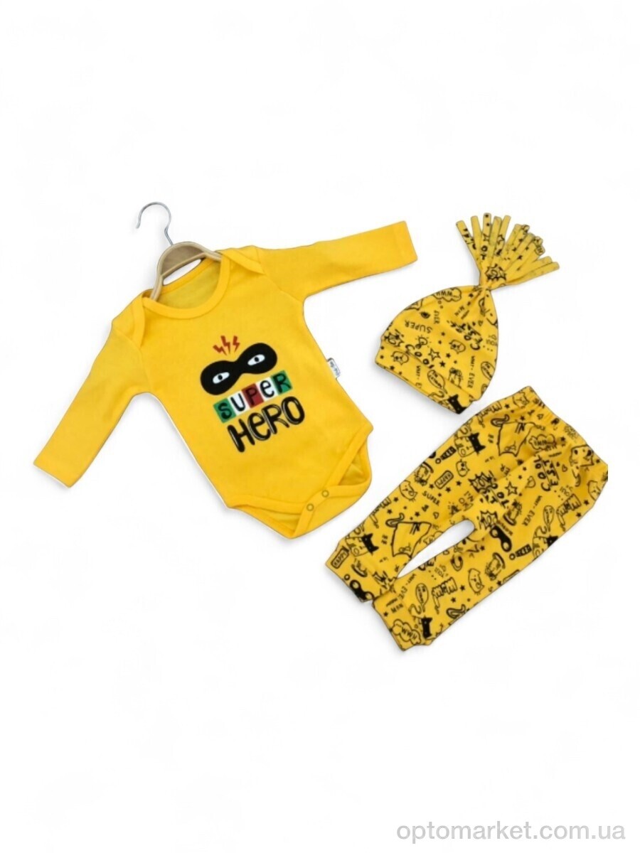 Купить Комплекти дитячі дитячі 1011 жовтий боді трійка Poli Foni Babies жовтий, фото 1