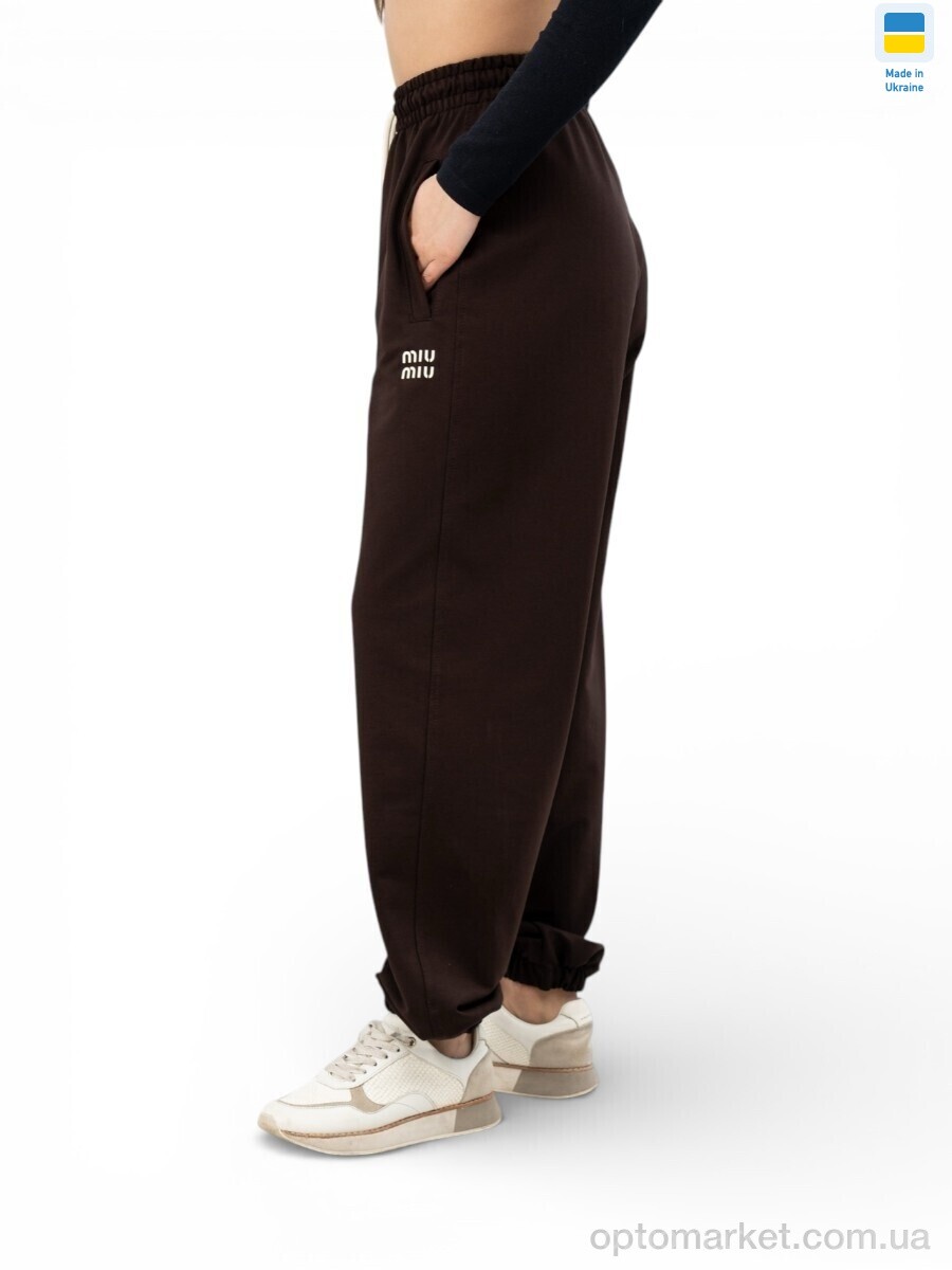 Купить Спортивні штаны жіночі 1023MU шоколадний M.u Miu коричневий, фото 2