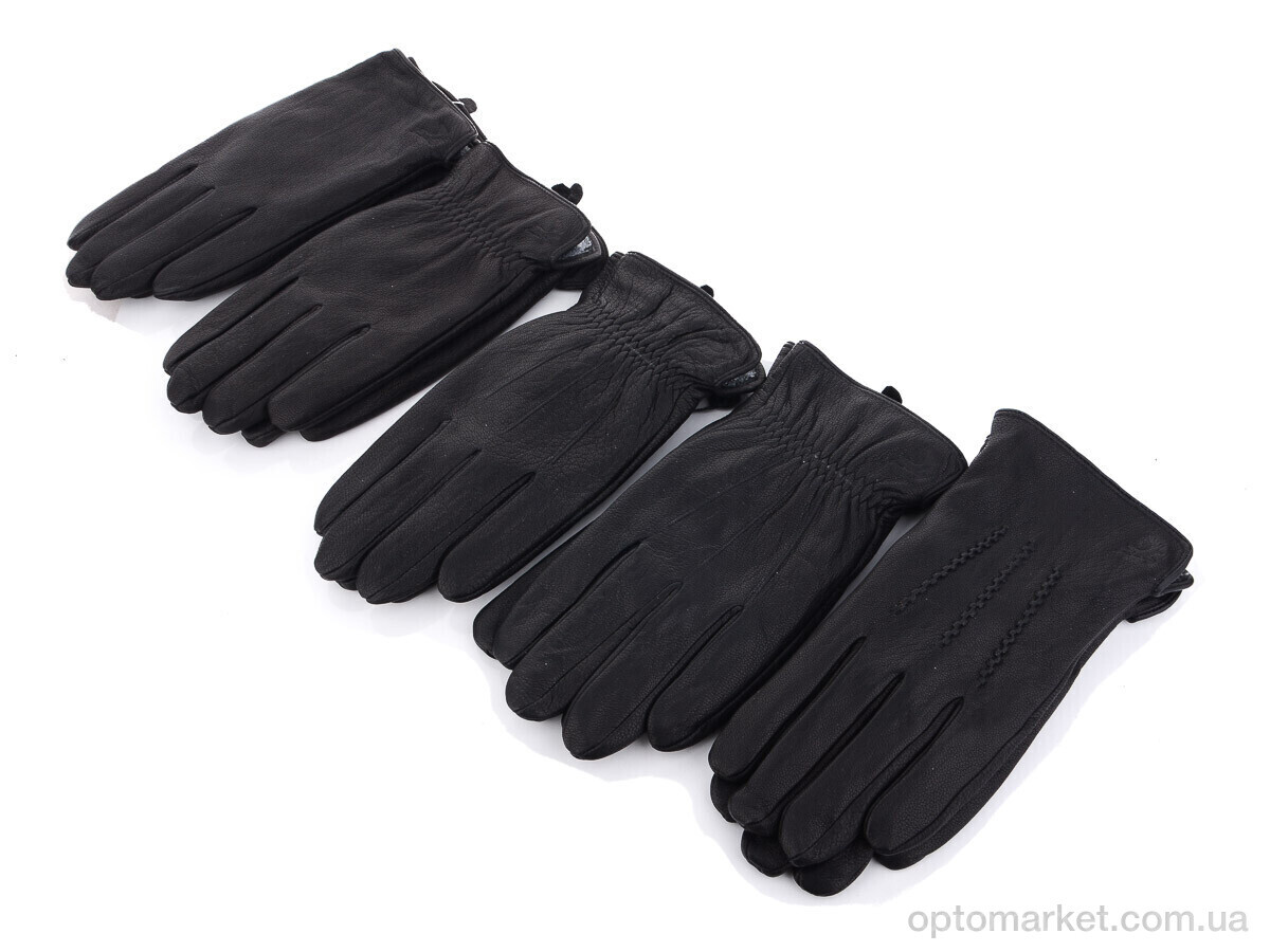 Купить Рукавички чоловічі 102М шкіра оленя махра mix Королева чорний, фото 1