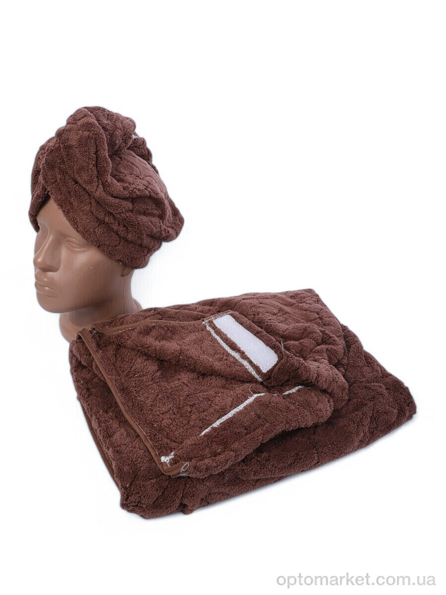 Купить Рушник жіночі 10306-6959 d.brown набір баня+чолма (70x140) Malloory Home коричневий, фото 1