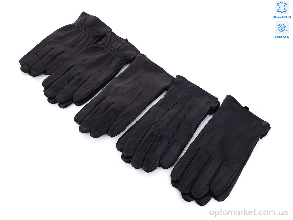 Купить Рукавички чоловічі 104М шкіра кози mix Королева чорний, фото 1