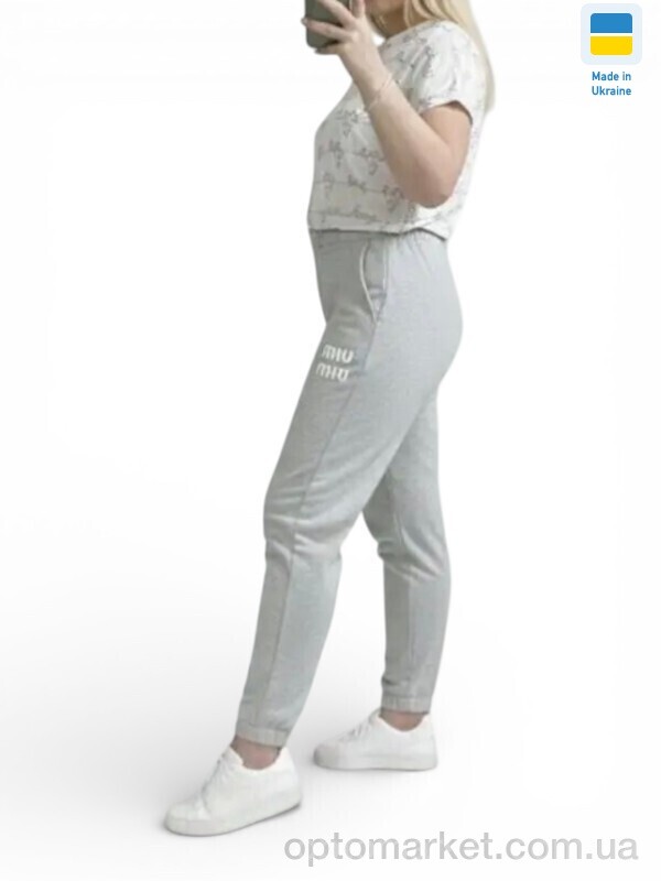 Купить Спортивні штаны жіночі 1055-1MU св.сірий M.u Miu сірий, фото 2