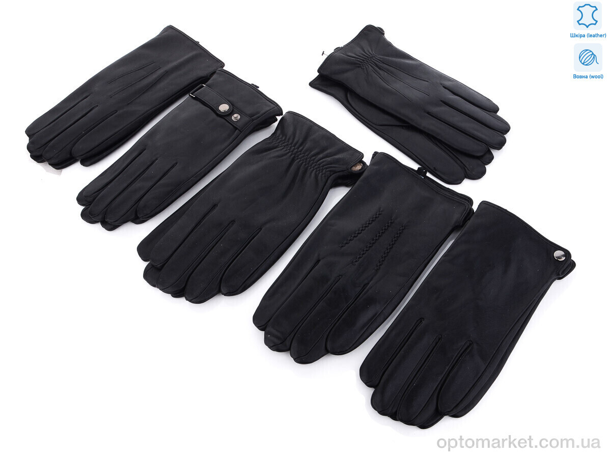 Купить Рукавички чоловічі 106М шкіра кози mix Королева чорний, фото 1