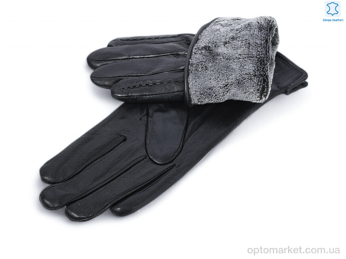 Купить Рукавички жіночі 1138 black шкіра кози махра Rubi чорний, фото 2