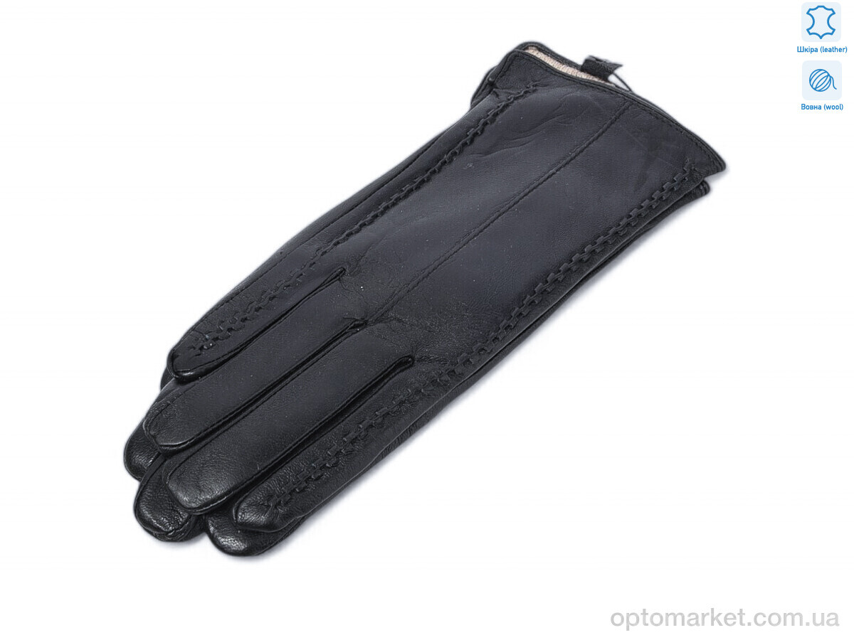 Купить Рукавички жіночі 1138 black шкіра вовна Rubi чорний, фото 1