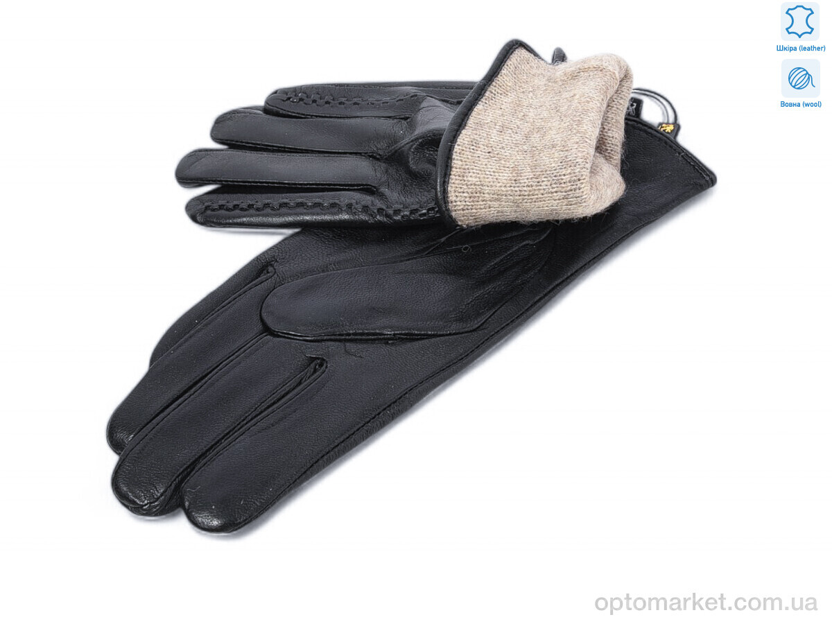 Купить Рукавички жіночі 1138 black шкіра вовна Rubi чорний, фото 2