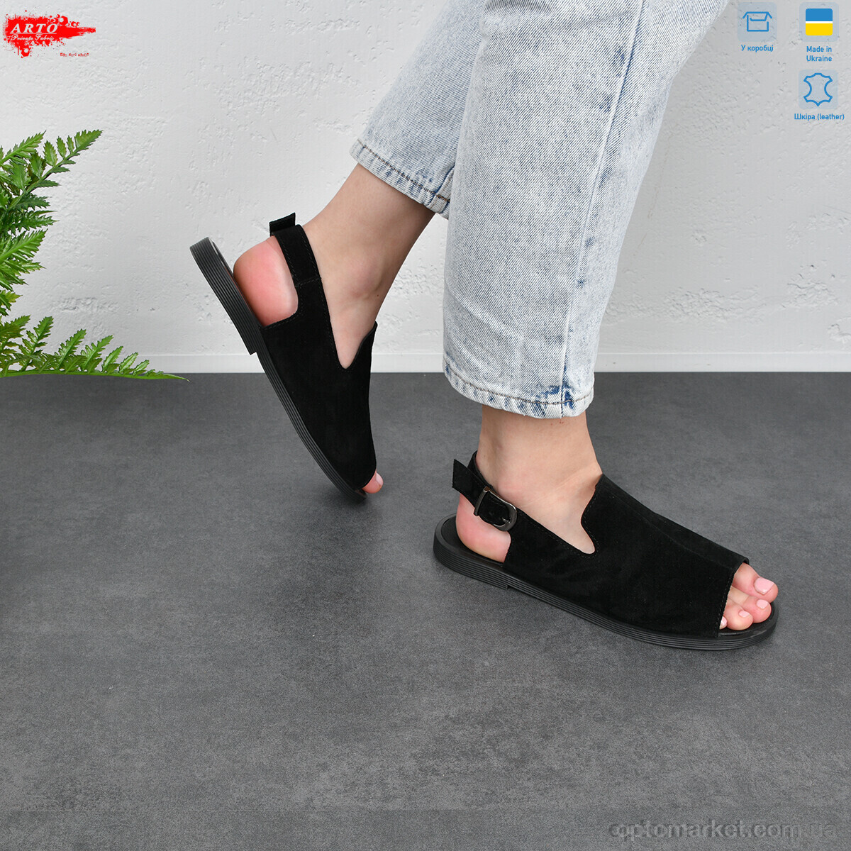 Купить Босоніжки жіночі 125 ч.з. ARTO чорний, фото 2