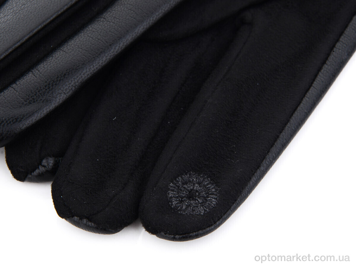 Купить Рукавички жіночі 14-154Ж кожзам плюш Королева чорний, фото 2