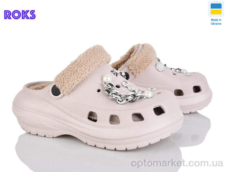 Купить Крокси жіночі 1410 бежевий мех Progress бежевий, фото 1