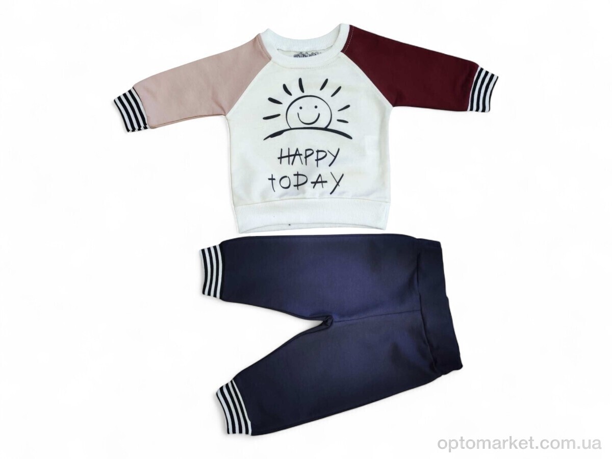 Купить Комплекти дитячі дитячі 1504 молочно-бордовий батнік-штани Minipiti Kids бежевий, фото 1