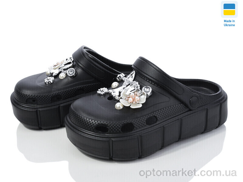 Купить Крокси жіночі 152-2-1 кролик чорний Progress чорний, фото 1