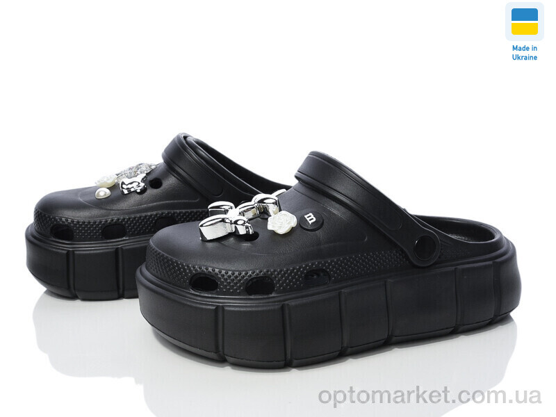 Купить Крокси жіночі 152-2-6 собачка чорний Progress чорний, фото 1