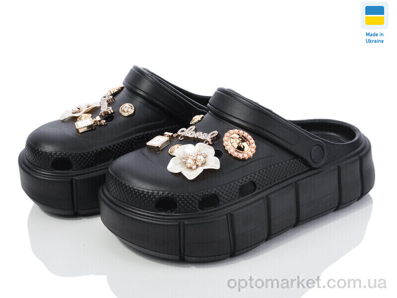 Купить Крокси жіночі 152-2-8 шанелька чорний Progress чорний, фото 1