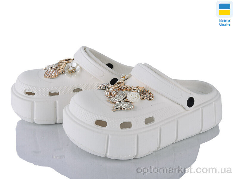 Купить Крокси жіночі 152-2-9 метелик білий Progress білий, фото 1