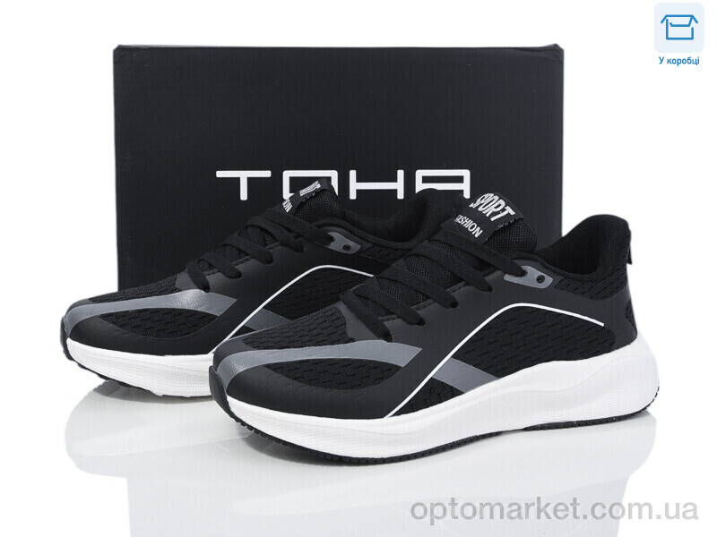 Купить Кросівки жіночі 161 black-white TOHA чорний, фото 1