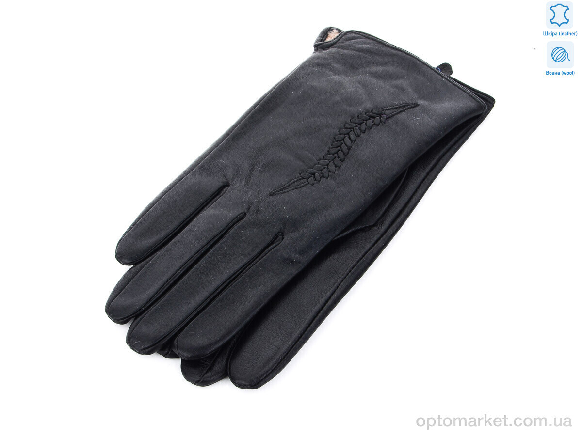 Купить Рукавички жіночі 19-09Ж шкіра кози Королева чорний, фото 1