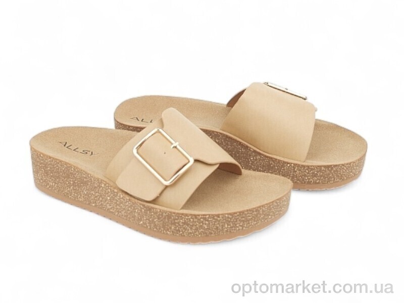 Купить Шльопанці жіночі 196649 ALLSY бежевий, фото 1