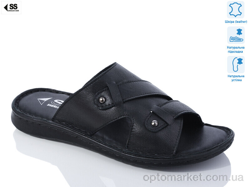 Купить Шльопанці чоловічі 198-2442 Sherlock Soon чорний, фото 1