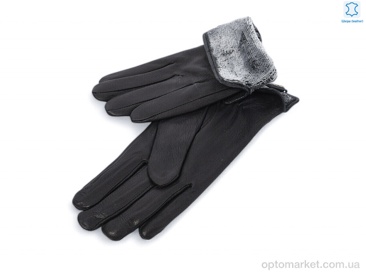 Купить Рукавички жіночі 2 black шкіра олень махра Rubi чорний, фото 2