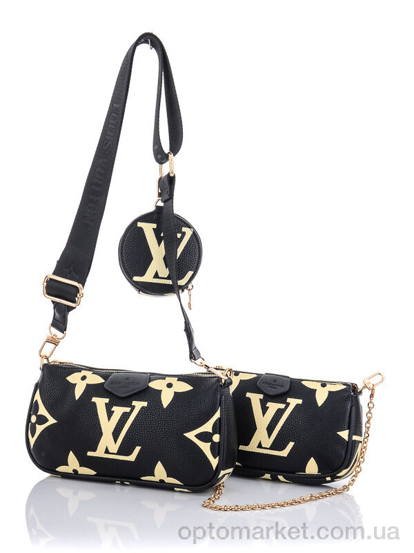 Купить Сумка женская 202212 black L.uis Vuitton чорний, фото 2