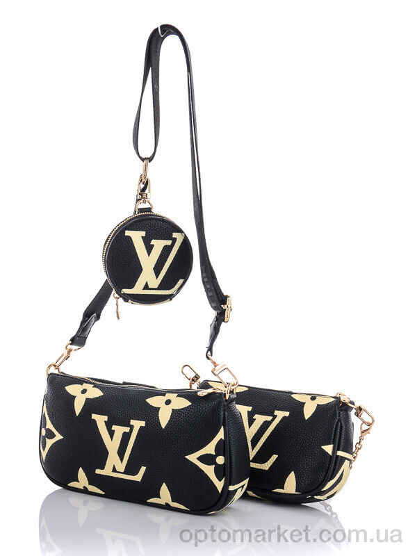 Купить Сумка женская 202212 black L.uis Vuitton чорний, фото 3