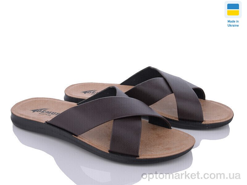 Купить Шльопанці чоловічі 2024-005-1 коричневий батал Demur коричневий, фото 1