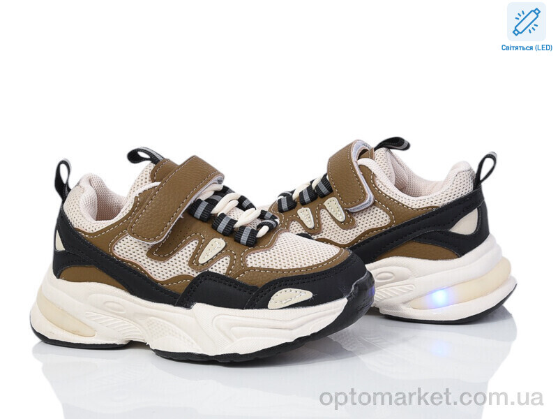 Купить Кросівки дитячі 2054-3R LED B&G бежевий, фото 1