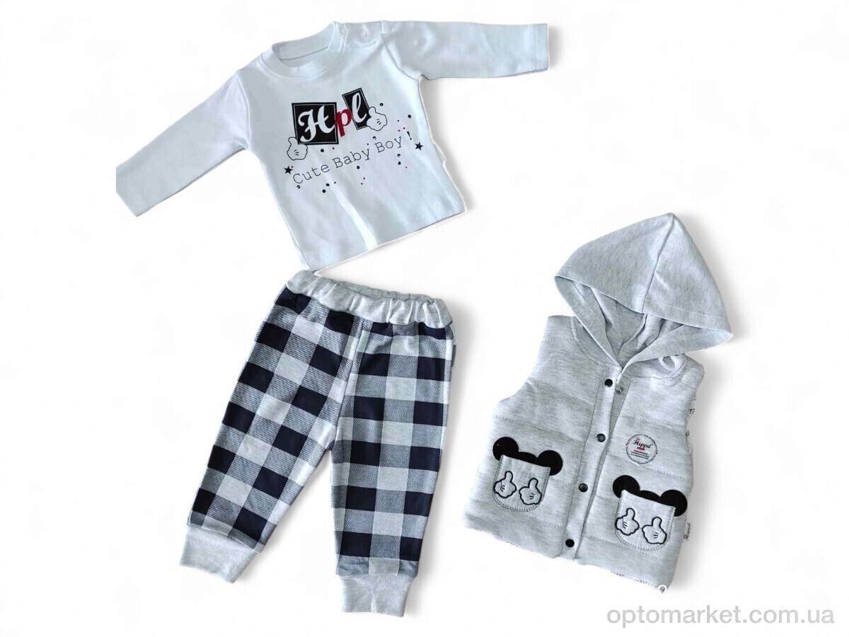 Купить Комплекти дитячі дитячі 212 св.сірий жилетка-реглан-штани Hippil Baby сірий, фото 1