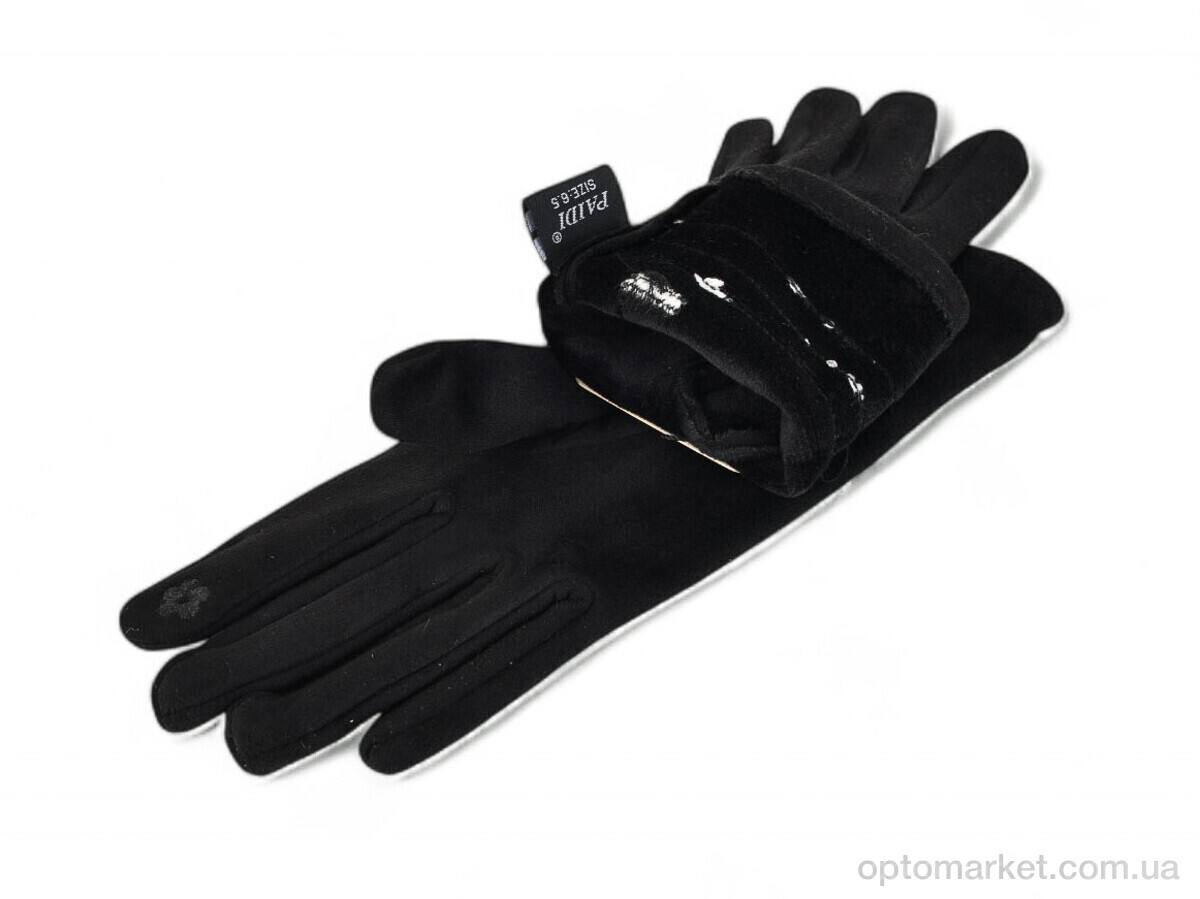Купить Рукавички жіночі 214-1 замш black Paidi чорний, фото 2