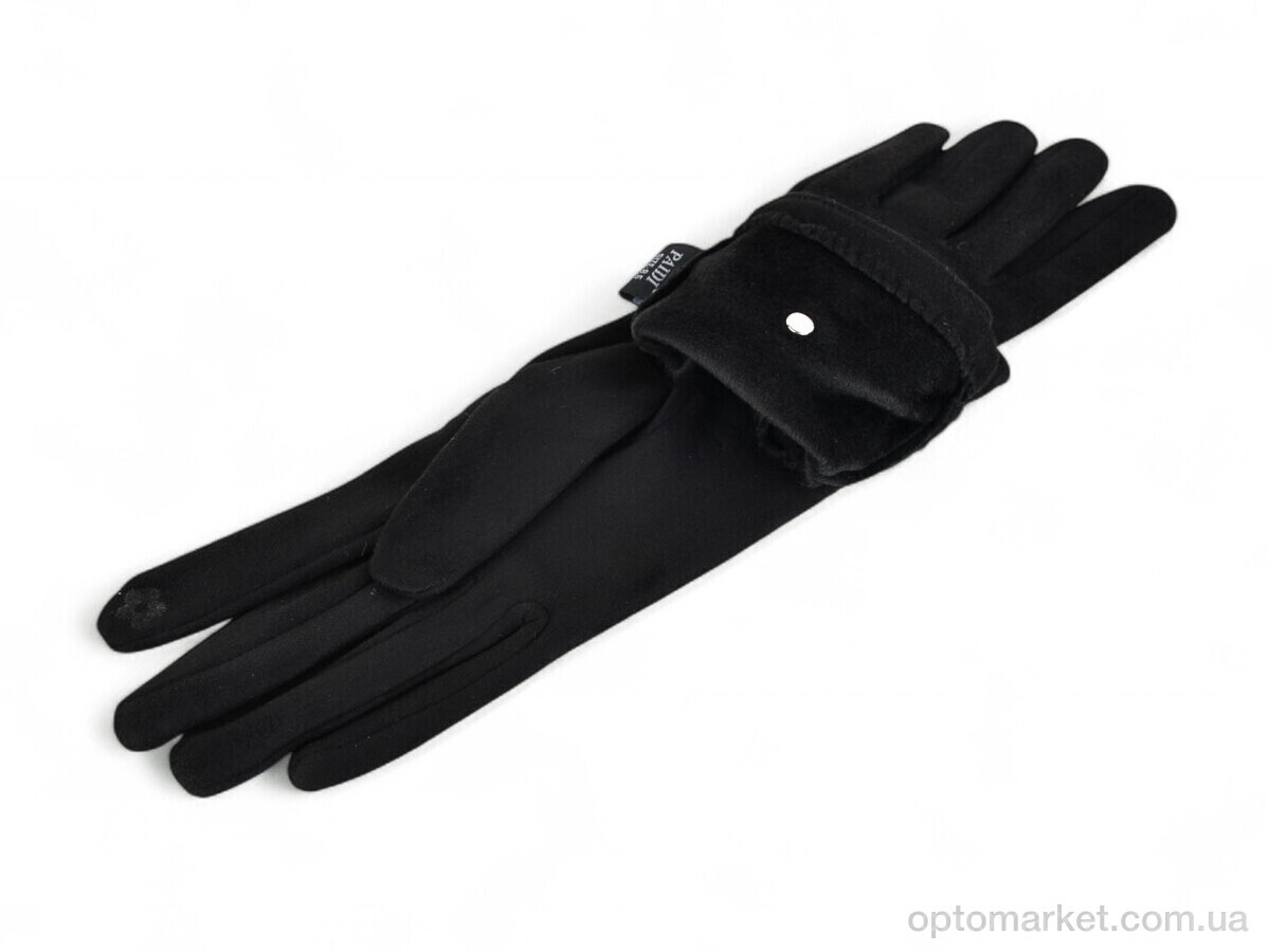 Купить Рукавички жіночі 214-4 замш black Paidi чорний, фото 2